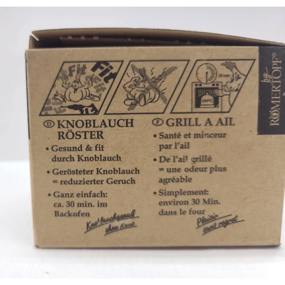 Terracotta Clay Garlic Roaster Baker by Romertopf #30009 w/ Recipes Booklet